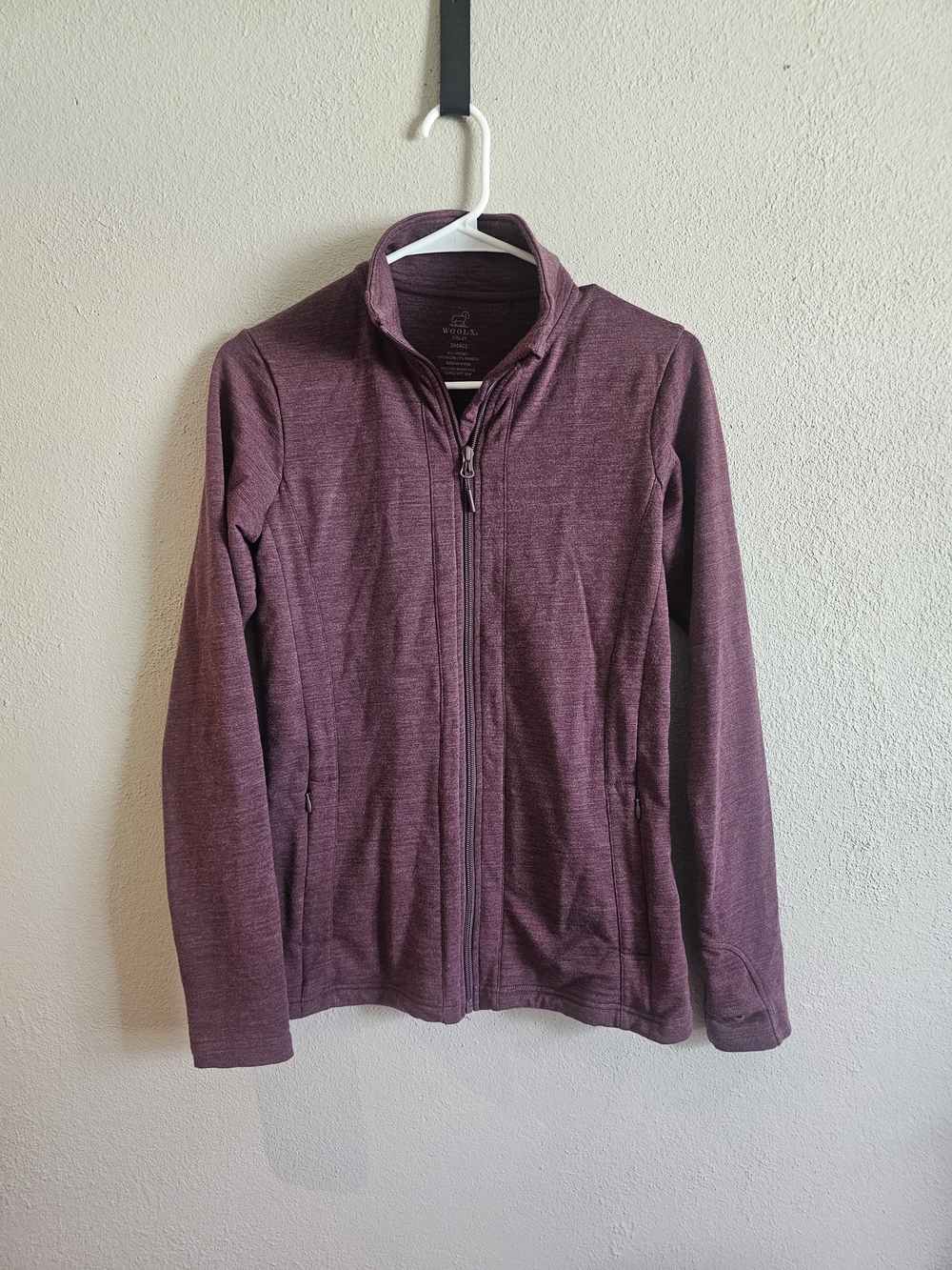 WoolX Finley Merino Wool Zip Up Jacket Womens Small Purple Athletic Lightweight